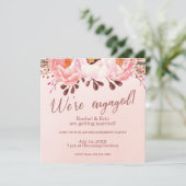 ピンク淡い色のルビーフローラ婚約パーティ招待状 (スタンド正面)