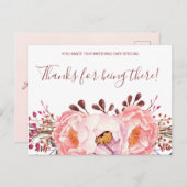 ピンク淡い色のルビーフローラ結婚の感謝はがき ポストカード (正面/裏面)