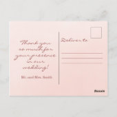 ピンク淡い色のルビーフローラ結婚の感謝はがき ポストカード (裏面)