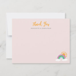 ピンク淡い色のレインボーかわいらしサンシャインありがとうご注意 出欠カード