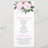 ピンク淡い色のローズグリーンリー結婚式 プログラム (裏面)