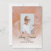 ピンク淡い色のローズフラワー花びらリビング葬式パーティー 招待状 (正面)