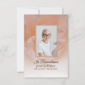 ピンク淡い色のローズフラワー花びら葬儀悔やみや弔慰 サンキューカード (正面)