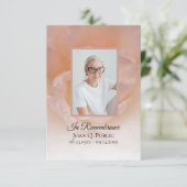 ピンク淡い色のローズフラワー花びら葬儀悔やみや弔慰 サンキューカード (スタンド正面)