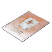 ピンク淡い色のローズフラワー花びら葬式ゲストブック ノートブック (左側)