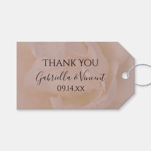 ピンク淡い色のローズフローラありがとうござ結婚う ギフトタグ (正面(横))