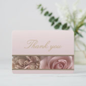 ピンク淡い色のローズフローラサンキューカード 出欠カード (スタンド正面)