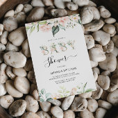 ピンク淡い色のローズフローラレターベビーシャワー招待状 招待状