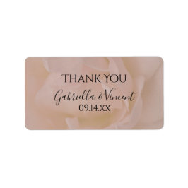 ピンク淡い色のローズフローラ結婚ズサンキューメッセージカード ラベル
