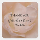 ピンク淡い色のローズフローラ結婚ズ・サンキューメッセージカード スクエアシール (正面)