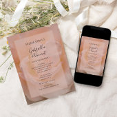 ピンク淡い色のローズフローラ結婚ズ 招待状