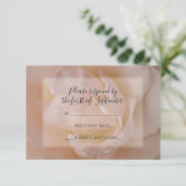 ピンク淡い色のローズフローラ結婚式RSVPレスポンスカード 出欠カード (スタンド正面)