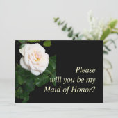 ピンク淡い色のローズブドメイド・オブ・オーナー（花嫁付き添い人）リクエストカード 招待状 (スタンド正面)