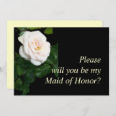 ピンク淡い色のローズブドメイド・オブ・オーナー（花嫁付き添い人）リクエストカード 招待状 (正面/裏面)