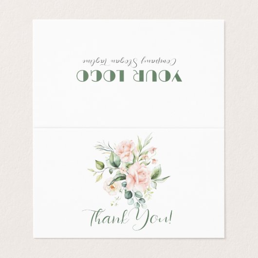 ピンク淡い色のローズブーケイラストレーション 名刺 (外部フラット)