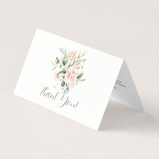 ピンク淡い色のローズブーケイラストレーション 名刺 (正面)