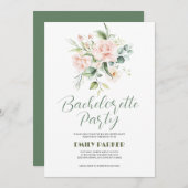 ピンク淡い色のローズブーケバチェロレッテ招待状 招待状 (正面/裏面)