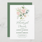 ピンク淡い色のローズブーケリハーサルディナー招待状 招待状 (正面/裏面)