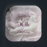 ピンク淡い色のローズ90thバースデーパーティースクエアフローラ ペーパープレート<br><div class="desc">私たちのオリジナル写真淡い色のは、超ピンクのバラの花びらこ飾のとおもしろいユニークパーティー紙プレート。デフォルトでは「90誕生日」と表示されるが、名前、年数、イベントの文字を簡単に変更できる。あフェミニンあガーリーあ！正方形または丸を選択多数の一致する製品が利用可能。All Rights Reserved © 2015 Alan & Marcia Socolik.</div>