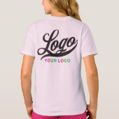 ピンク淡い色の会社ロゴスワッグビジネスキッズガールズ Tシャツ (裏面)