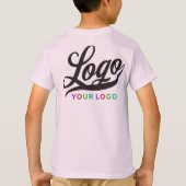 ピンク淡い色の会社ロゴスワッグビジネスキッズボーイズ Tシャツ (裏面)