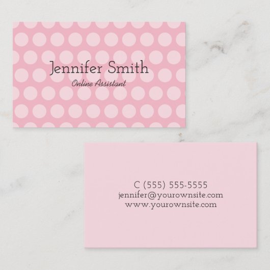 ピンク淡い色の水玉模様 名刺 (正面/裏面)