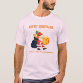 ピンク淡い色の色のクリスマスウィーズ印刷T字すごい- Tシャツ (正面)