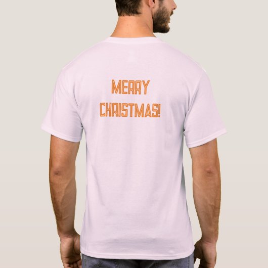 ピンク淡い色の色のクリスマスウィーズ印刷T字すごい- Tシャツ (裏面)