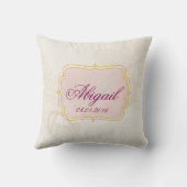 ピンク淡い色の色の名前タグ装飾用クッション クッション (裏面)