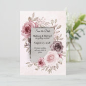 ピンク淡い色の色の華やかな結婚ヴィンテージ セーブザデート (スタンド正面)