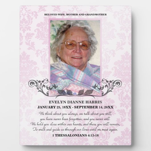 ピンク淡い色の色の記念碑 フォトプラーク (正面)