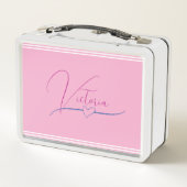 ピンク淡い色の色 メタルランチボックス (裏面)