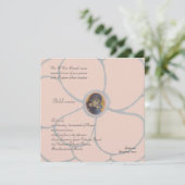 ピンク淡い色の花びら 招待状 (スタンド正面)