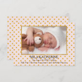 ピンク淡い色の金ゴールドグリッタードット–3x5誕生のお知らせ 案内状 (正面/裏面)