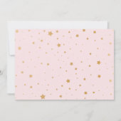ピンク淡い色の金ゴールドスターベビー散布 招待状 (裏面)