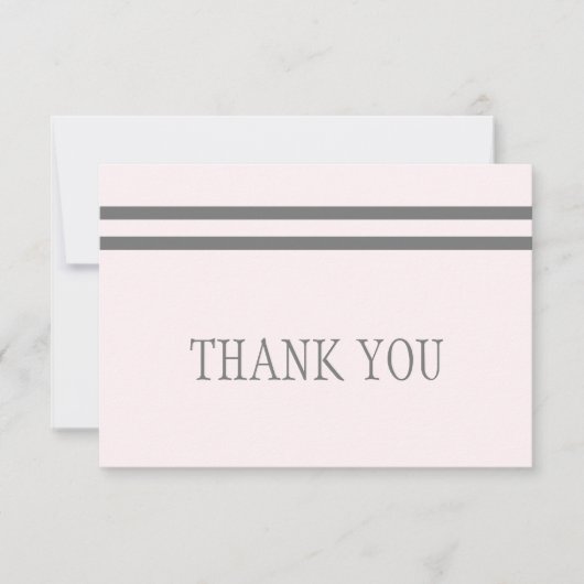 ピンク淡い色の&グレーの葬式の忌引きありがとう サンキューカード (正面)