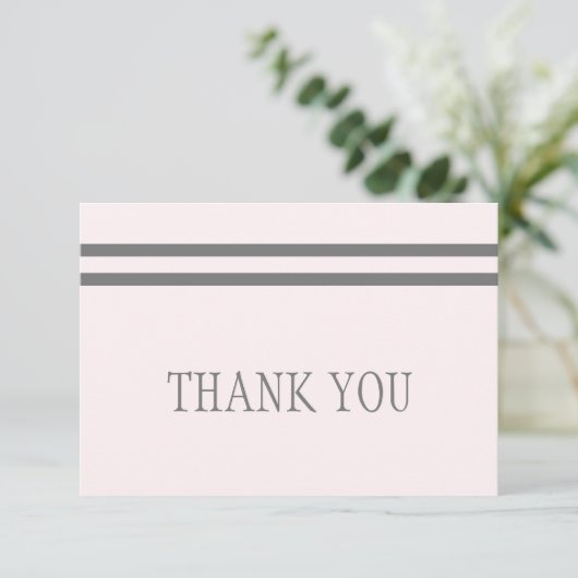 ピンク淡い色の&グレーの葬式の忌引きありがとう サンキューカード (スタンド正面)