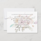 ピンク淡い色の&グレーの葬式の忌引きありがとう サンキューカード (裏面)