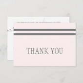 ピンク淡い色の&グレーの葬式の忌引きありがとう サンキューカード (正面/裏面)