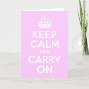 ピンク淡い色のKeep Calm and Carry On カード
