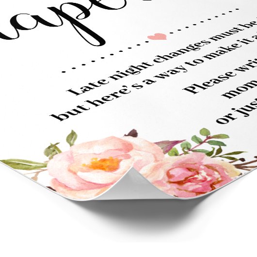 ピンク深夜おむつゲームのサインベビーシャワー ポスター (角)