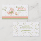 ピンク渦巻形ののダマお洒落スクのママとベビーの鳥 名刺 (正面/裏面)