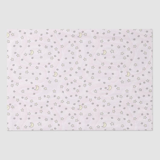 ピンク渦巻形のの星と月 薄葉紙 (正面)