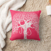 ピンク渦巻形のの木の愛の鳥の任意の色の枕を選択 クッション (ブランケット)