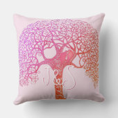 ピンク渦巻形のの木の愛の鳥の任意の色の枕を選択 クッション (裏面)