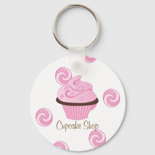 ピンク渦巻形のケーキ キーホルダー