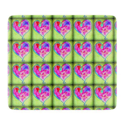 ピンク渦巻形のハート模様 カッティングボード (正面)