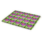 ピンク渦巻形のハート模様 カッティングボード (角)