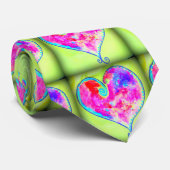 ピンク渦巻形のハート緑 ネクタイ (ロール)