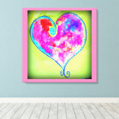 ピンク渦巻形のハート キャンバスプリント (インサイチュ (ウッドフロア))